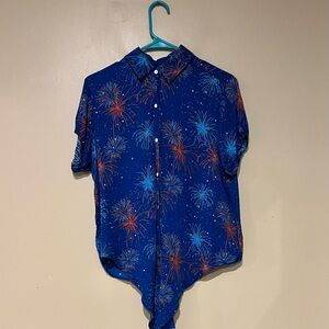 Tipsy Elves Firework Summer Nights Tie Front Top Size Small Patriotic Americana